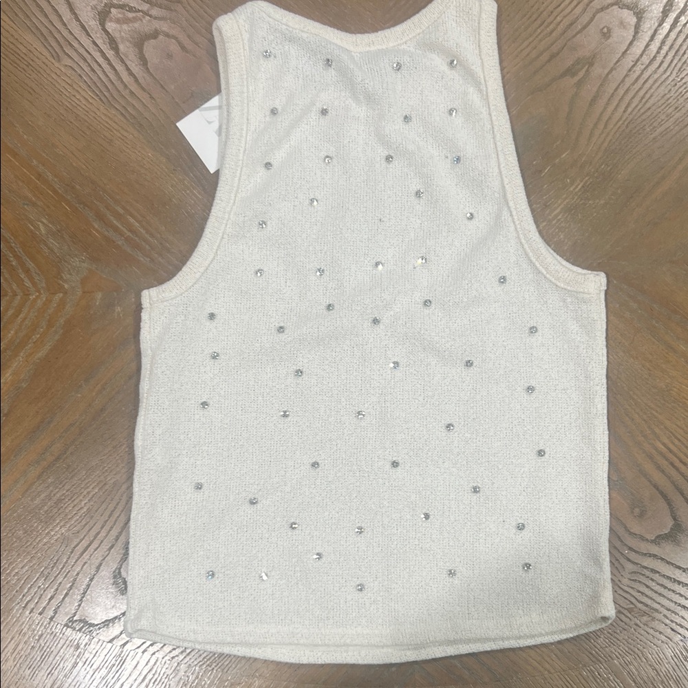 Zara Ivory Sleeveless Top with Sparkling Details - Picture 2 of 3
